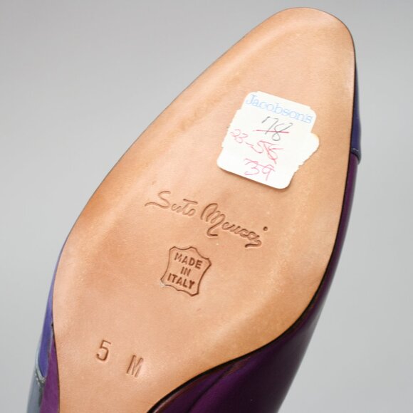 Vintage Sesto Meucci Ladies 5 Lelia Mauve Combo Purple Knot Wedge Shoes - Italy - Picture 10 of 13